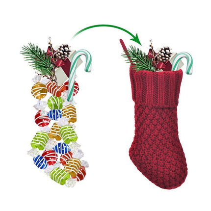 4Pcs/6Pcs Christmas Stocking Knitted with Hanging Rope Thickened Country Style Christmas Tree Decorations Mantle Hanging Stockings-Red 6pcs.
