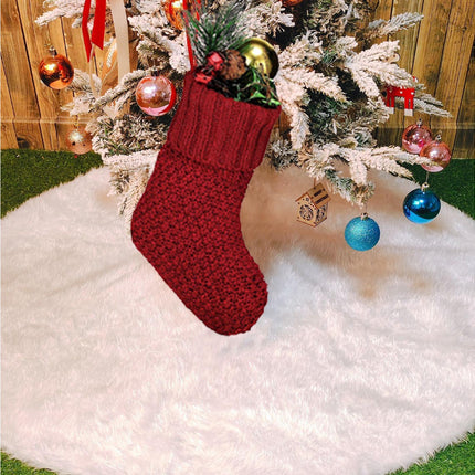 4Pcs/6Pcs Christmas Stocking Knitted with Hanging Rope Thickened Country Style Christmas Tree Decorations Mantle Hanging Stockings-Red 6pcs.