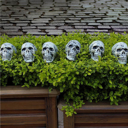 6 Pcs/Set Halloween Skull Ornament Artificial Realistic Increase Atmosphere Durable Clear Texture Skeleton Horror Halloween Skull Statue for Home-White.