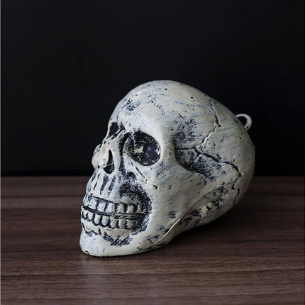 6 Pcs/Set Halloween Skull Ornament Artificial Realistic Increase Atmosphere Durable Clear Texture Skeleton Horror Halloween Skull Statue for Home-White.