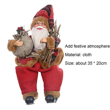Christmas Doll Lovely Lightweight Cloth Adorable Stand Santa Claus Doll for Home-with Wood.