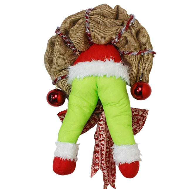 Christmas Thief Stolen Burlap Wreath Garland Home Ornament Party Decoration-40*50cm.