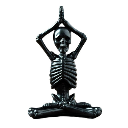 Halloween Yoga Skeleton Funny Gifts Anti-fade Collectible Horror Festival Prop Resin Crafts Ghost Festival Desktop Skeleton Figurine for Indoor-Black.