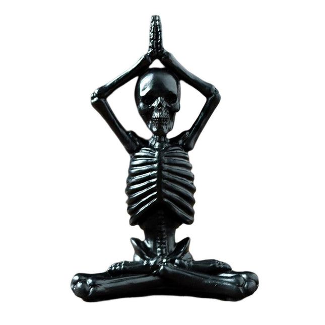 Halloween Yoga Skeleton Funny Gifts Anti-fade Collectible Horror Festival Prop Resin Crafts Ghost Festival Desktop Skeleton Figurine for Indoor-Black.