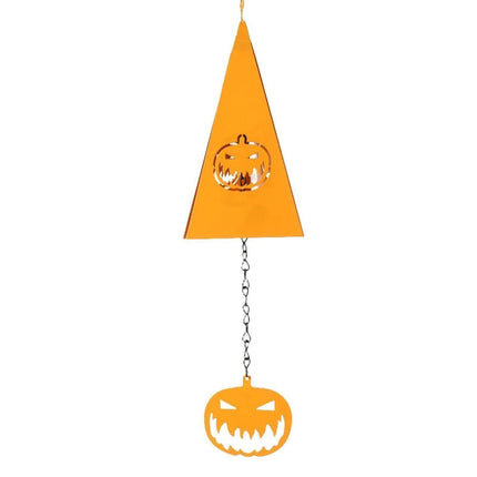 Triangle Wind Chime Festival Prop Ornament Weather-proof Heavy Duty Layout Art Craft Halloween Decor Skull Cross Bats Pumpkin Wind Chime Pendant for Yard.