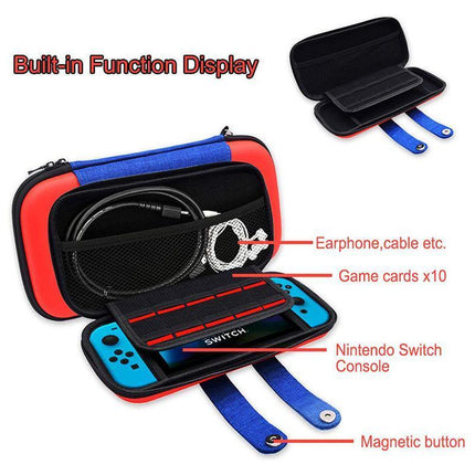 Carry Case Compatible with Nintendo Switch and New Switch OLED Console with Pockets for Accessories and Games-Red.