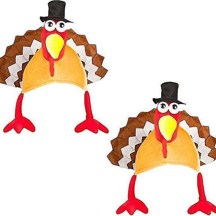 2 Pack Funny Roasted Turkey Hat Thanksgiving Hat Halloween Costume Dress Up.