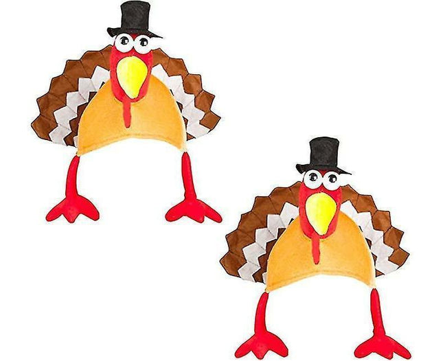 2 Pack Funny Roasted Turkey Hat Thanksgiving Hat Halloween Costume Dress Up.