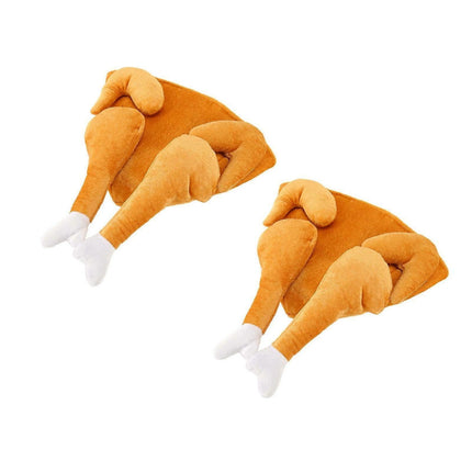 2PCS Roasted Turkey Hat Exquisite Thanksgiving Plush Turkey Hat for Halloween Costume Dress Up Party.