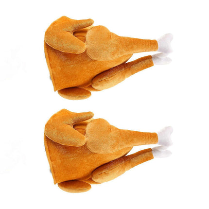 2PCS Roasted Turkey Hat Exquisite Thanksgiving Plush Turkey Hat for Halloween Costume Dress Up Party.