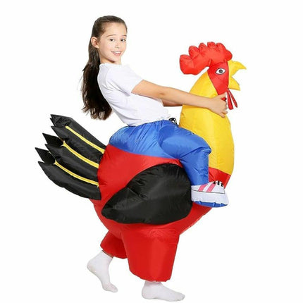 90-130cm Inflatable Christmas Rooster Halloween Costume Blow Up Suit Battery Power Cosplay Costume Christmas Party Babies size 90-130.