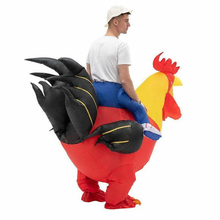 90-130cm Inflatable Christmas Rooster Halloween Costume Blow Up Suit Battery Power Cosplay Costume Christmas Party Babies size 90-130.
