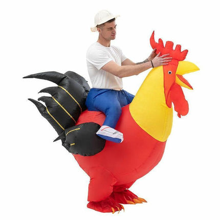 90-130cm Inflatable Christmas Rooster Halloween Costume Blow Up Suit Battery Power Cosplay Costume Christmas Party Babies size 90-130.
