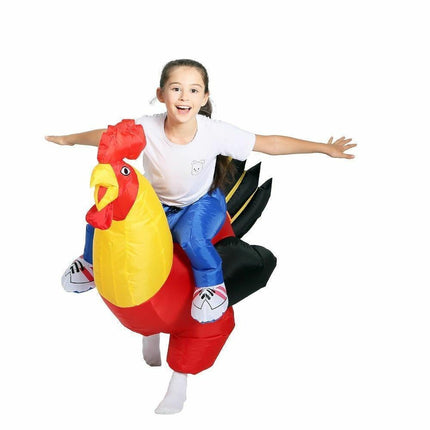 90-130cm Inflatable Christmas Rooster Halloween Costume Blow Up Suit Battery Power Cosplay Costume Christmas Party Babies size 90-130.