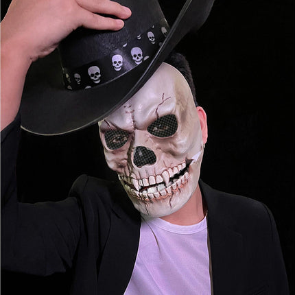 Adjustable Halloween Ghost Masque with Scary Looking Artificial Skeleton Face for Theme Parties Masquerade Balls.