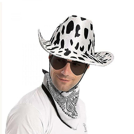 Cowboy Hats Western Cowgirl Hat Bandanna Glasses Unisex Cowboy Hat Halloween Costume Cosplay Dress.