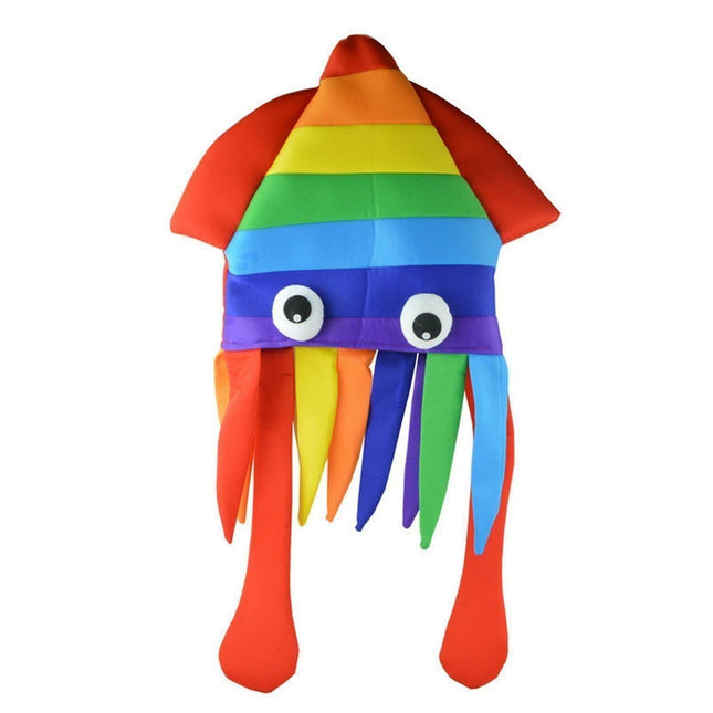Cute Rainbow Squid Hat Funny Creative Octopus Headdress Halloween Party Hat.