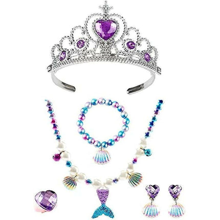 Girls Princess Dress Up Set Costume Babies Tiara Necklace Halloween Party Supplies.