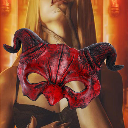Halloween Masquerade Devil Mask Unique Scary Half Face Ram Horn Devil Mask for Halloween Costume Supplies.