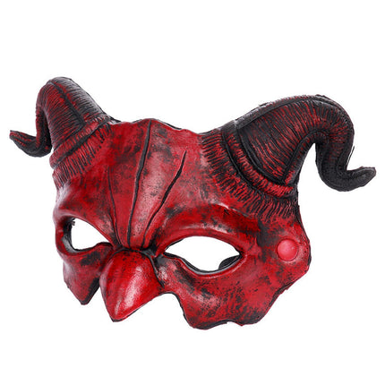 Halloween Masquerade Devil Mask Unique Scary Half Face Ram Horn Devil Mask for Halloween Costume Supplies.