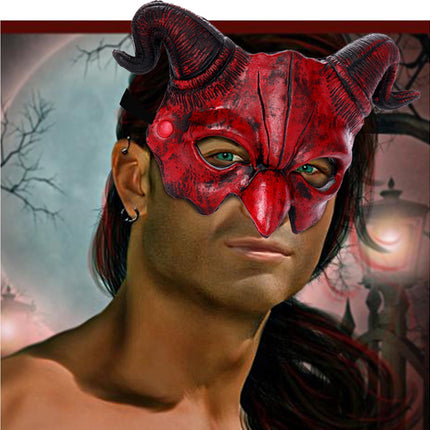 Halloween Masquerade Devil Mask Unique Scary Half Face Ram Horn Devil Mask for Halloween Costume Supplies.