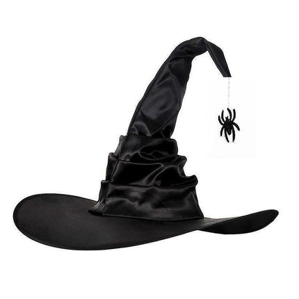 Hallowmas Halloween Pleated Witch Hat Party Witch Hat Black Witch Hat(1pcs, Black).