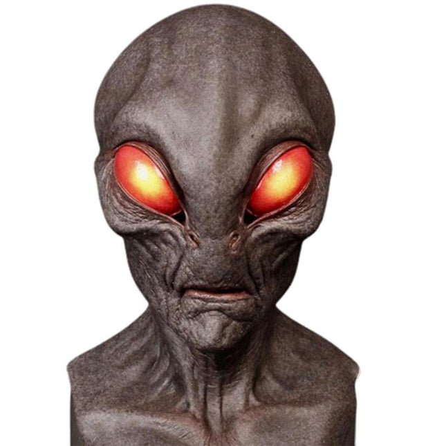 Unisex Halloween Independence Station Alien Mask Horror Headgear UFO Latex Prop - Black.
