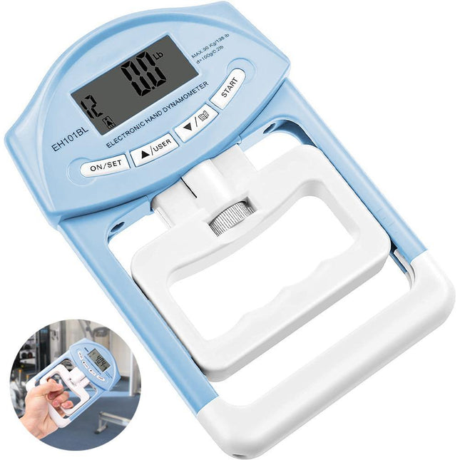 Digital Hand Dynamometer Grip Strength Measurement Meter Auto Capturing Electronic Hand Grip Power - Blue.