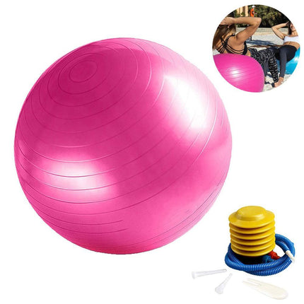 Exercise Ball, Yoga Ball Chair with Quick Pump, Stability Fitness Ball for Birthing & Core Strength Training & Physical Therapy - Pink.