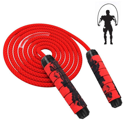 Weighted Jump Rope for Adult Fitness - Long for Cardio Exercise Workouts, Non-Slip Handles - Red.