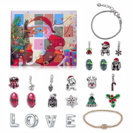 24PCS Bracelet Making Kit DIY Charm Pendants Earring Christmas Gifts Countdown Advent Calendar For Girls.