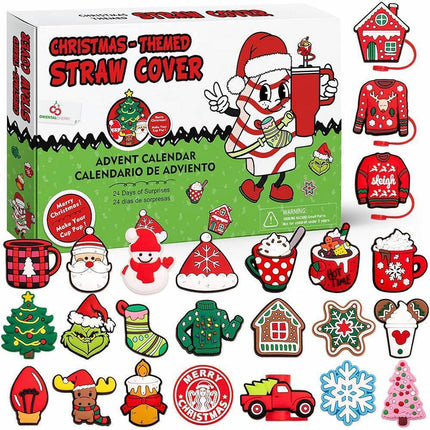 2024 Advent Calendar 24 Days of Christmas Surprises with 10mm Straw Toppers.