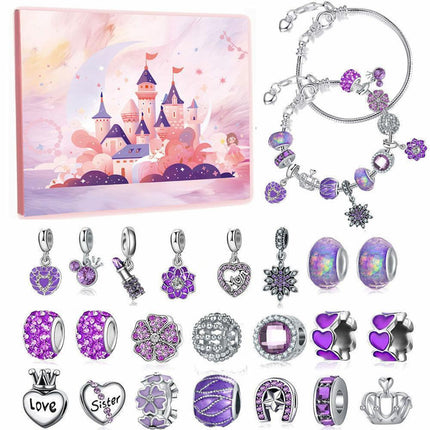 24 DAYS Christmas Advent Countdown Calendar Charm Bracelet Making Kit.