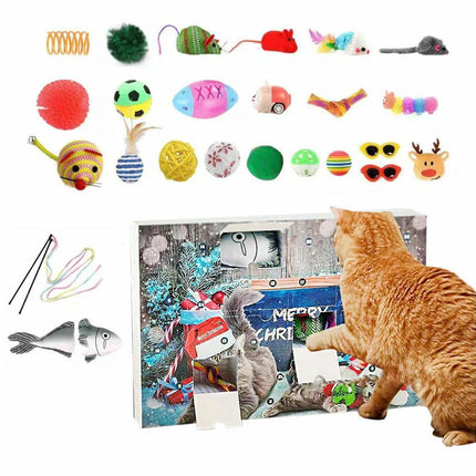 Cat Advent Calendar 2024 Christmas Countdown Calendar Xmas Gift for Kitten Toys 24Pcs.