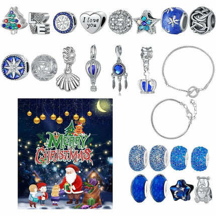 Christmas Advent Calendar DIY Bracelet Charm 24 Days Countdown Calendar Box.