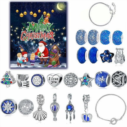 Christmas Advent Calendar DIY Bracelet Charm 24 Days Countdown Calendar Box.