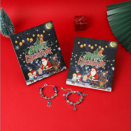Christmas Advent Calendar DIY Bracelet Charm 24 Days Countdown Calendar Box.