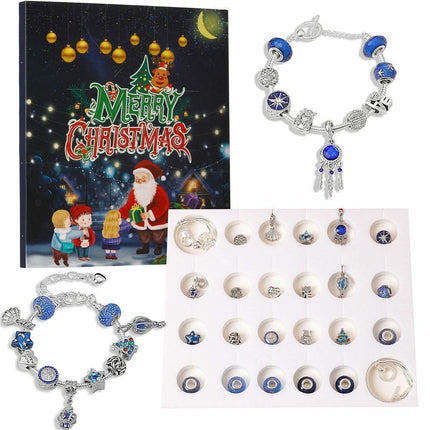 Christmas Advent Calendar DIY Bracelet Charm 24 Days Countdown Calendar Box.