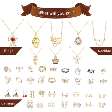 Christmas Advent Calendar Jewelry Box for Women Necklace Earring Finger Rings 24 Days Countdown Calendar New Year Xmas Gift.