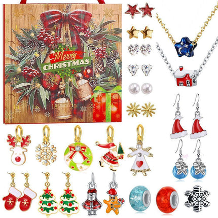 Christmas Necklace Stud Earrings Countdown Calendar.