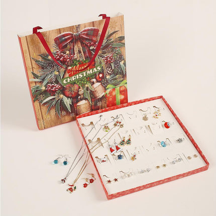 Christmas Necklace Stud Earrings Countdown Calendar.