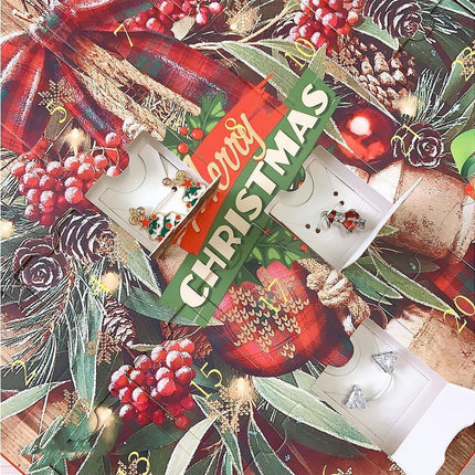 Christmas Necklace Stud Earrings Countdown Calendar.