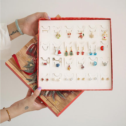 Christmas Necklace Stud Earrings Countdown Calendar.