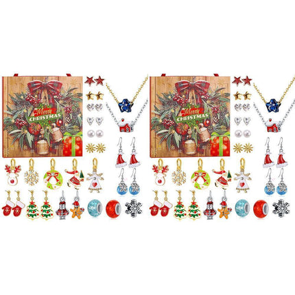 Christmas Necklace Stud Earrings Countdown Calendar.
