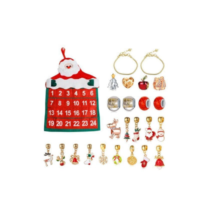 Non-woven Hanging Christmas Advent Charm Calendar Bag-Gold Bracelet.