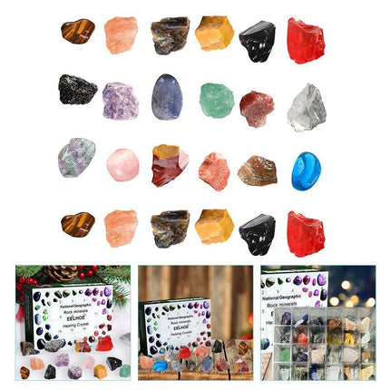 24pcs Christmas Count Down Stones Xmas Advent Calendar Minerals Festival Supplies.