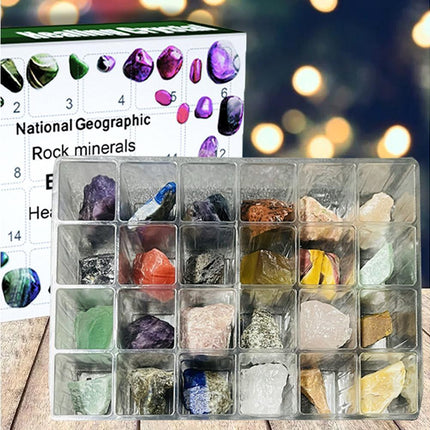 24pcs Christmas Count Down Stones Xmas Advent Calendar Minerals Festival Supplies.