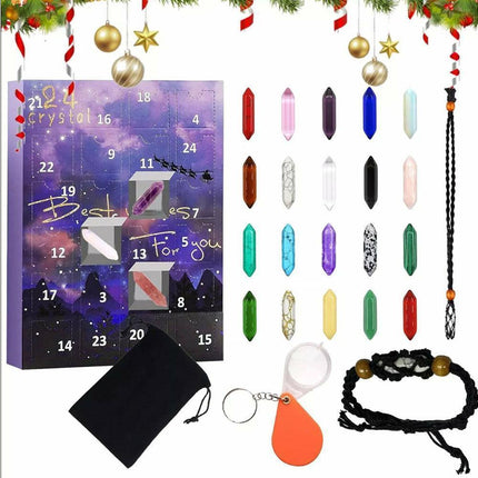 24-Day Christmas Advent Calendars Rhinestone Bracelet Countdown Calendar Jewellery Making Blind Box.