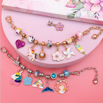 24pcs DIY Christmas Bracelet Advent Calendar Unicorn Christmas Charm Bracelet Set.