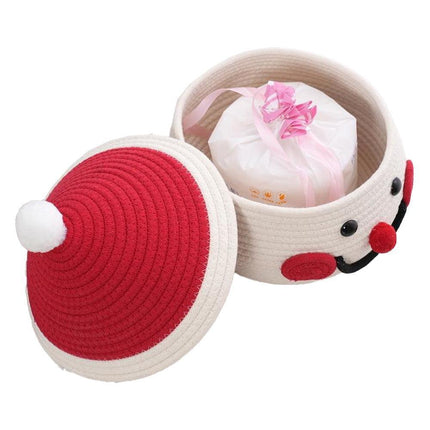 Cartoon Snowman Storage Basket Desktop Basket With Lids Organizing Basket Xmas Decor.
